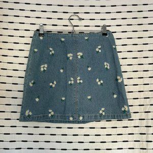 H&M Floral Jean Skirt